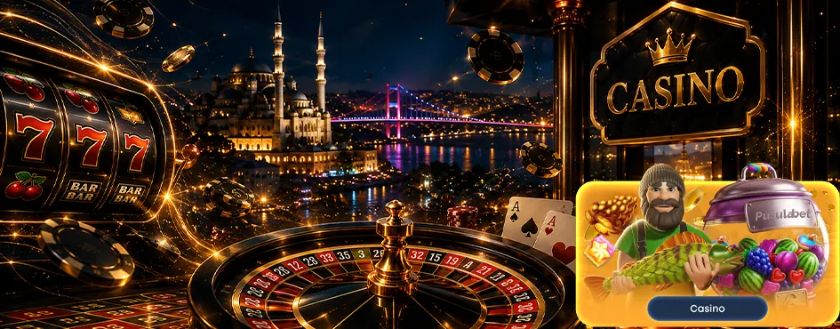 İstanbul gecesinde 777 slot ve casino masası kompozisyonu